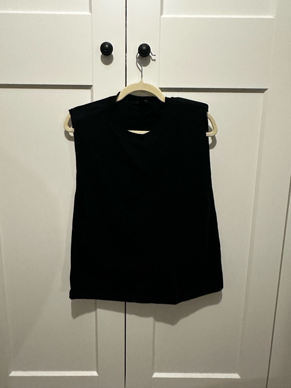AllSaints Black Muscle Padded-Shoulder Tank